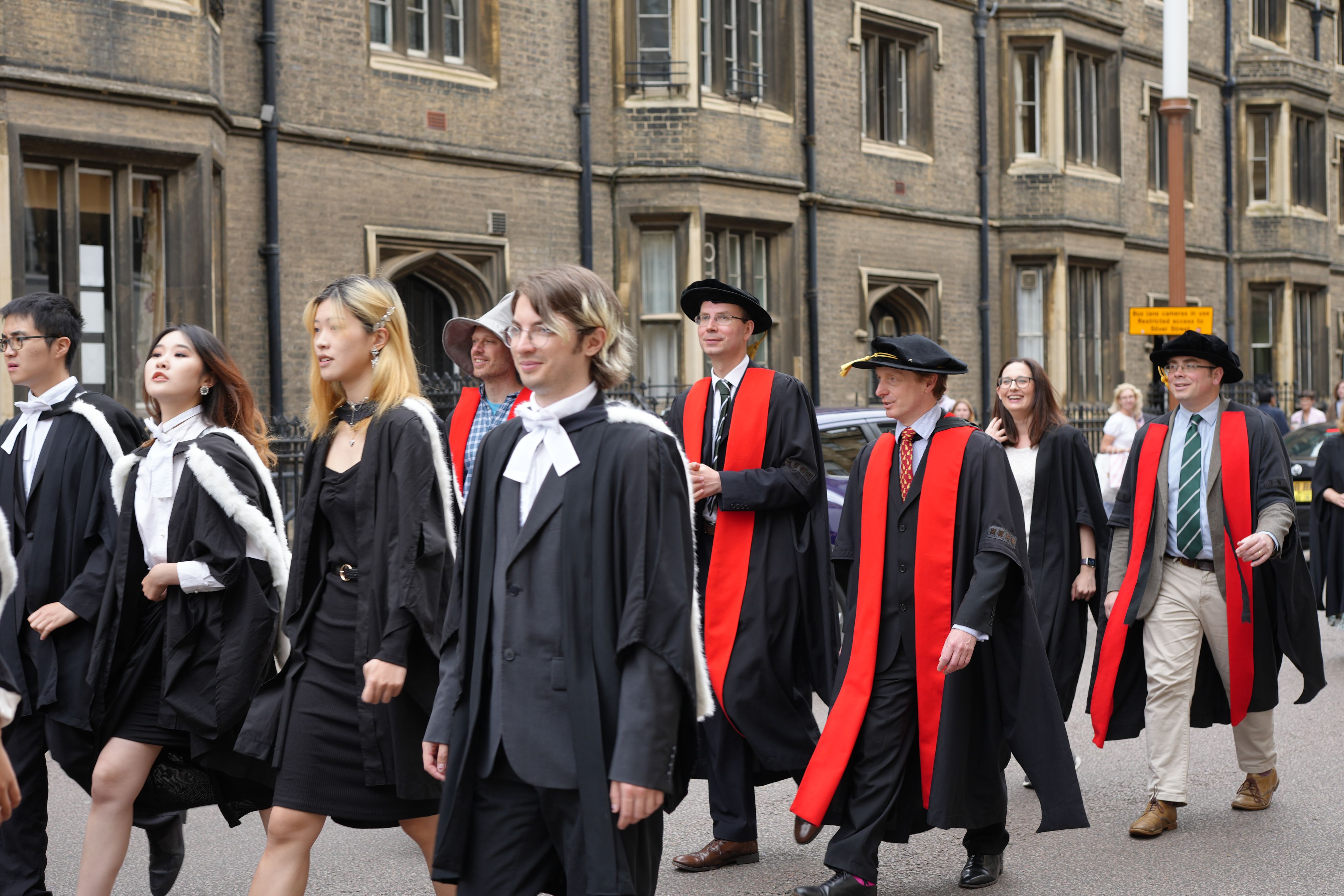 Fellows walking through Cambridge