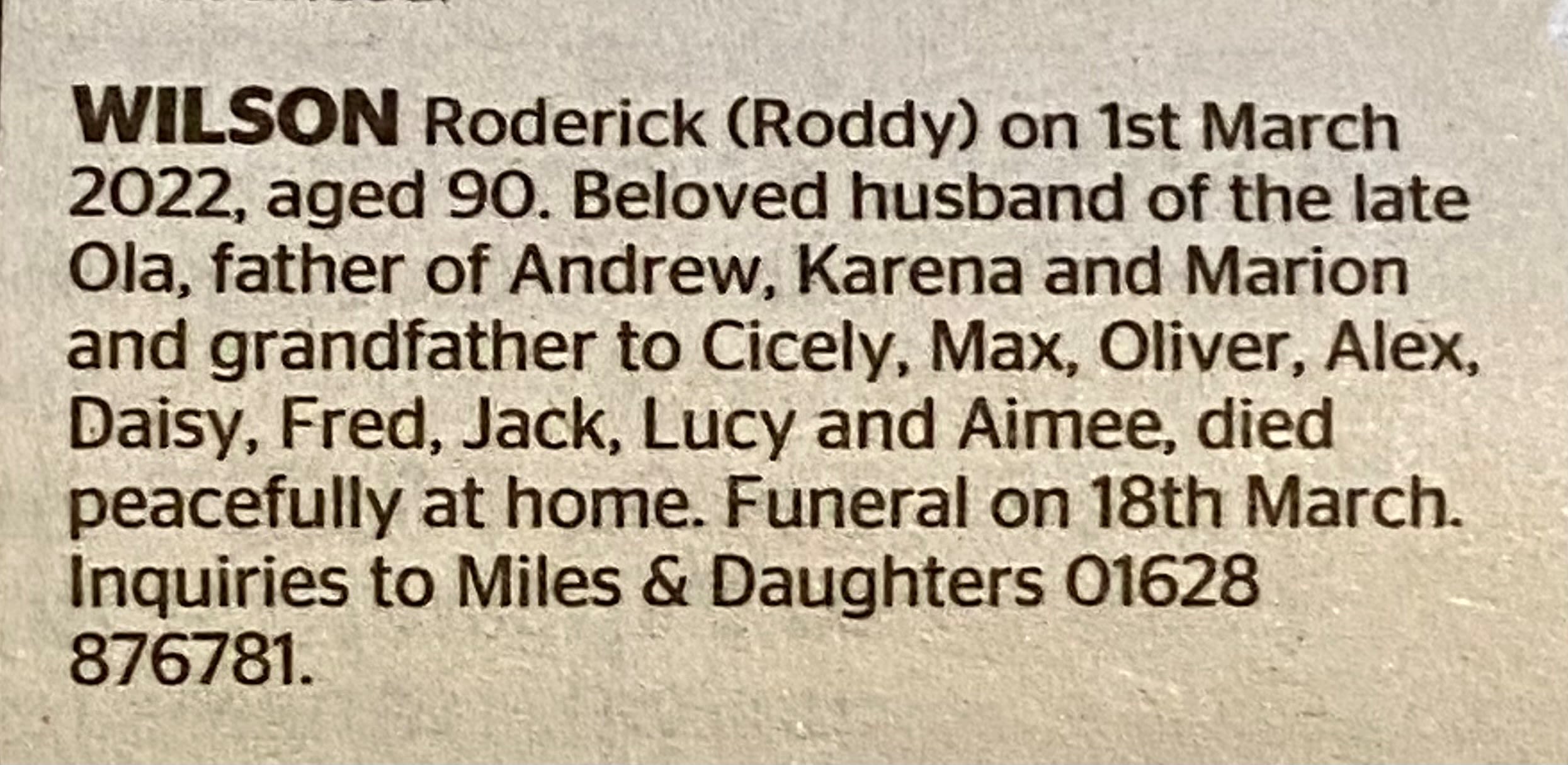 Roderick 'Roddy' D.H. Wilson