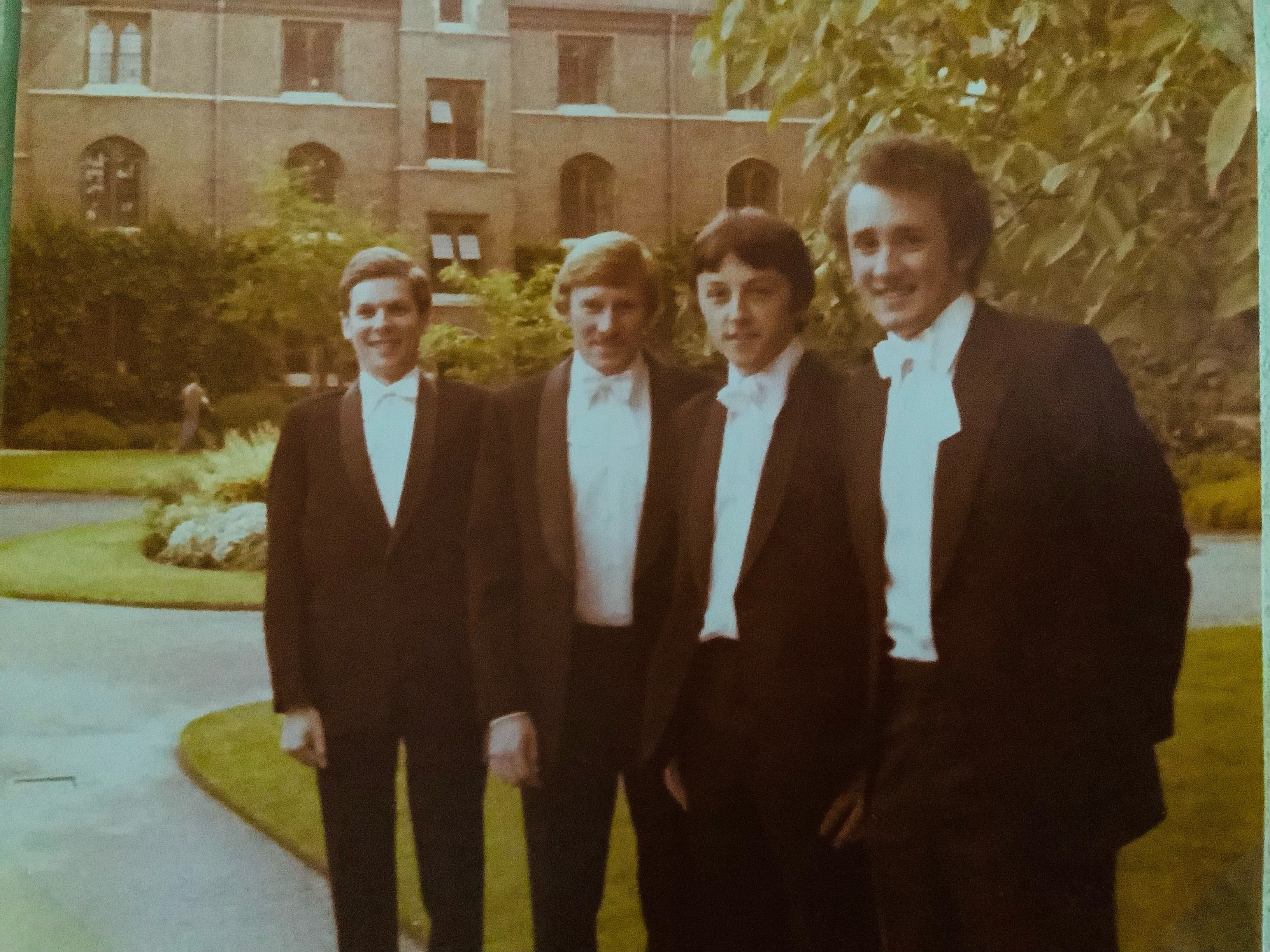 A group of students in Walnut Tree Court