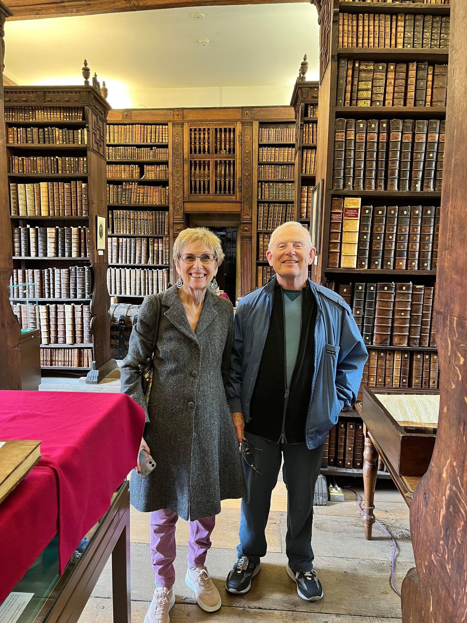 A couple posing in the Old Library