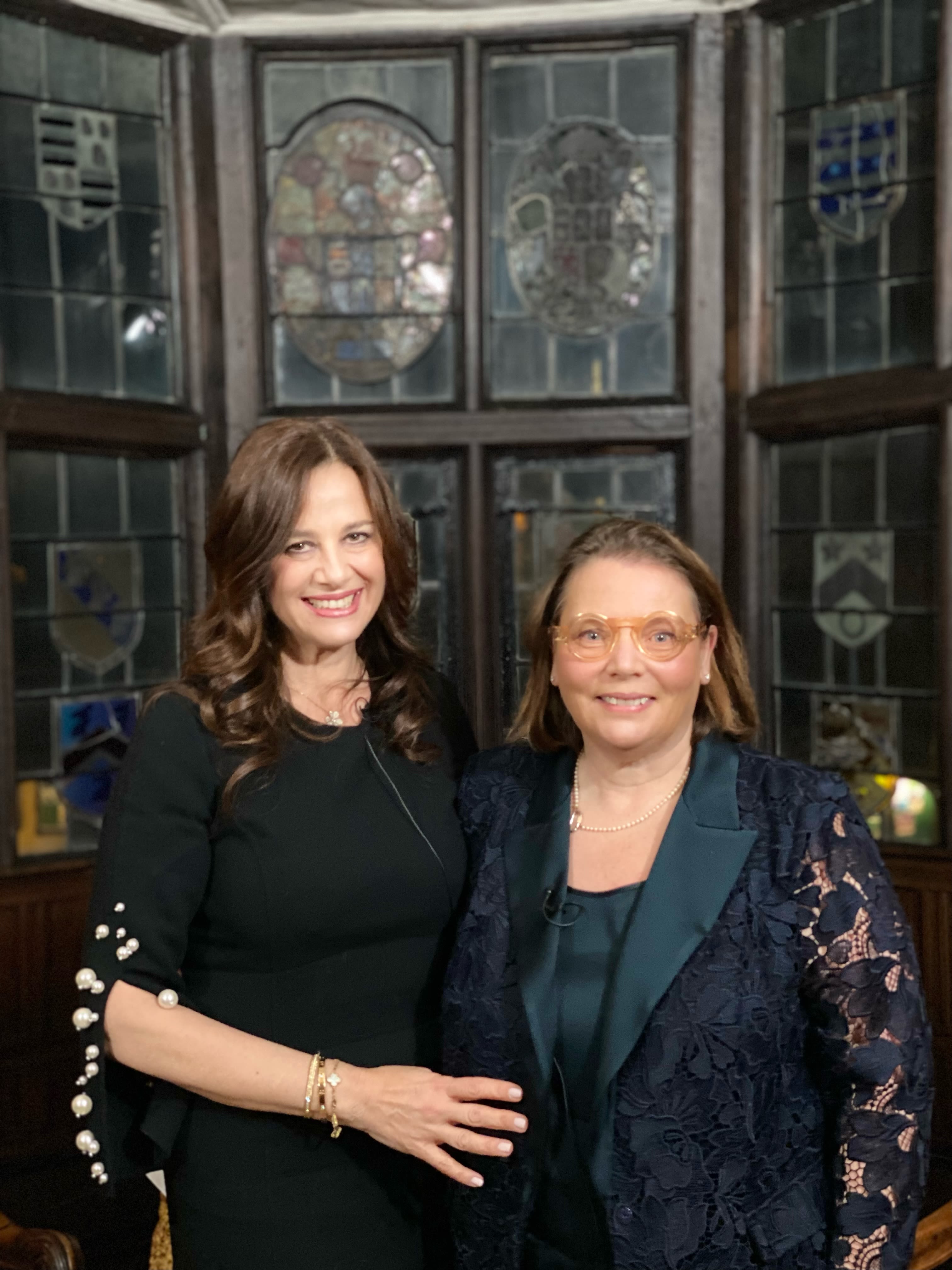 Anna El-Erian with her arm around Joanna Scanlan in the President’s Lodge